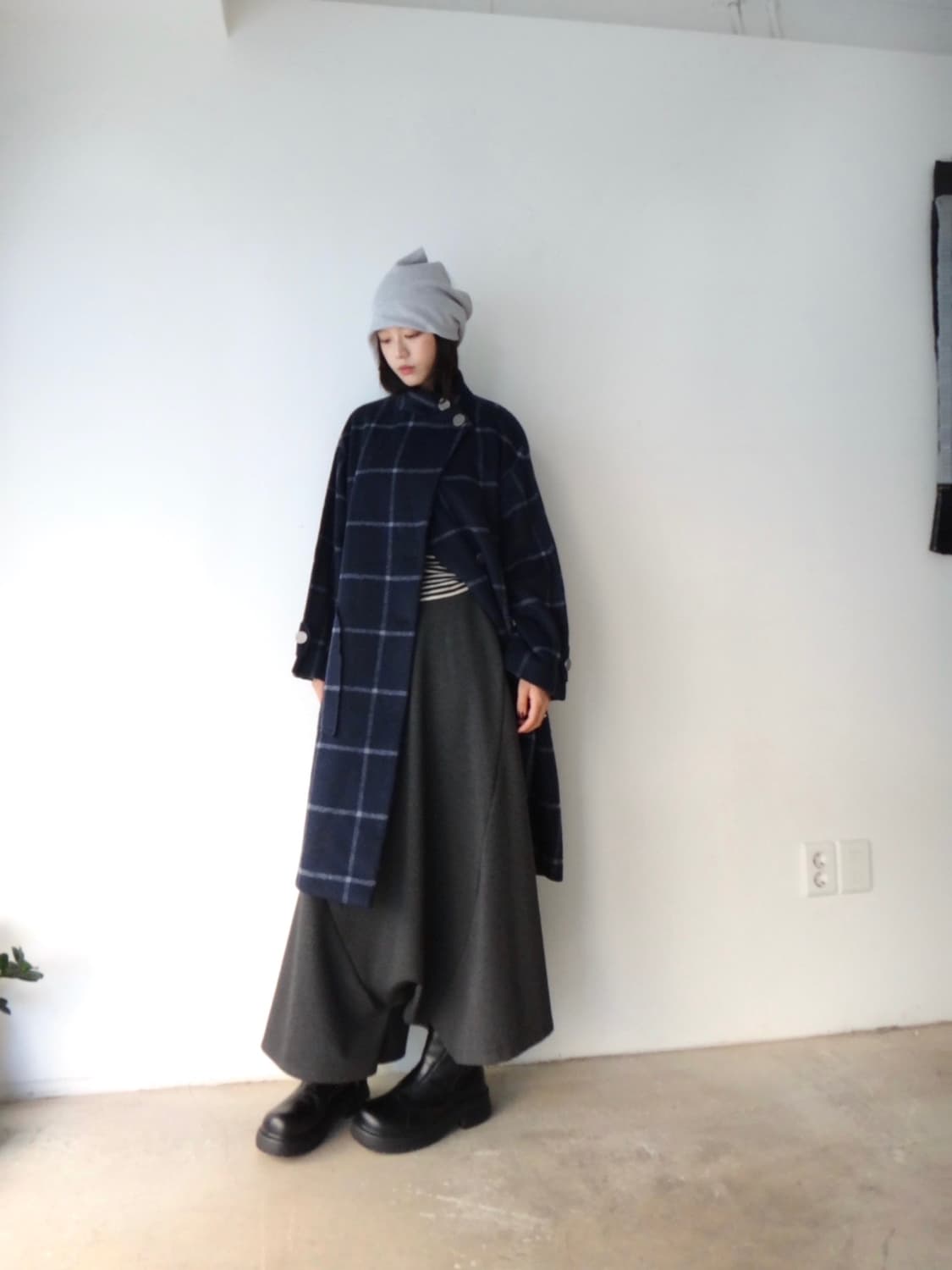 EVA TAILOR check 2 button coat / navy 상품이미지5