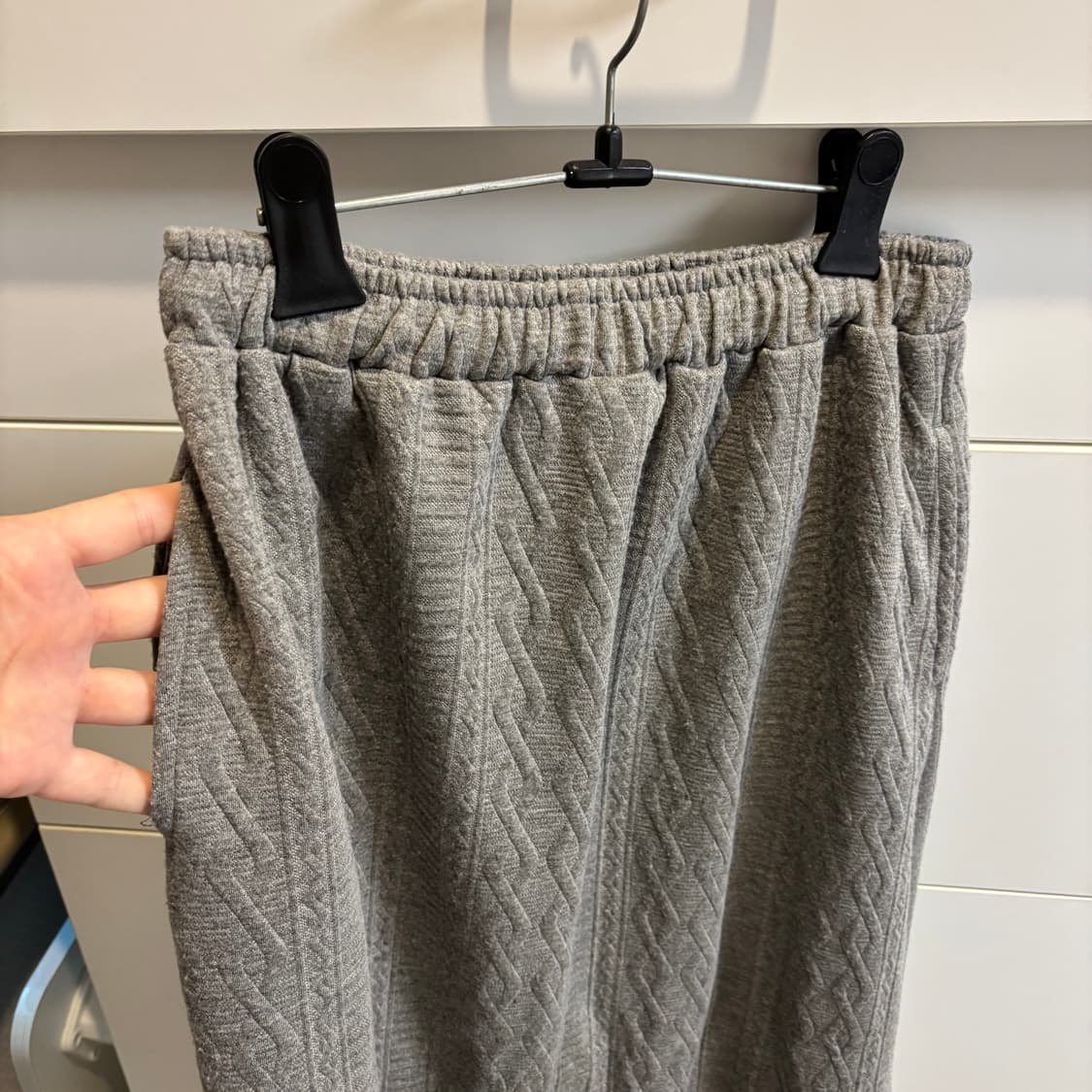 그레이 케이블 퀼팅 롱 스커트 M 상품이미지4