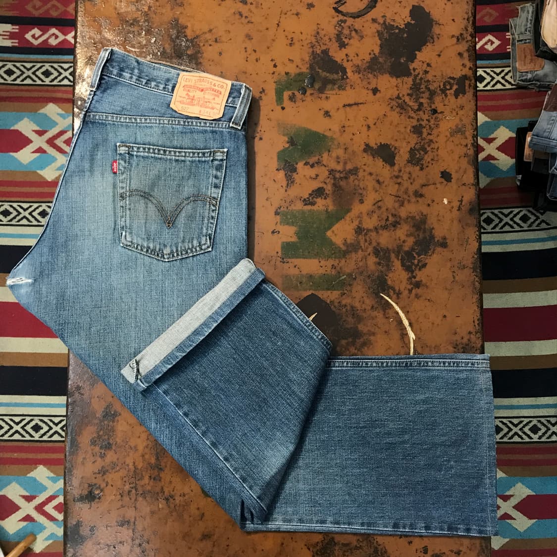 리바이스 527 그린 블루 워시드 데님 팬츠 허리 35 36 사이즈  상품이미지2