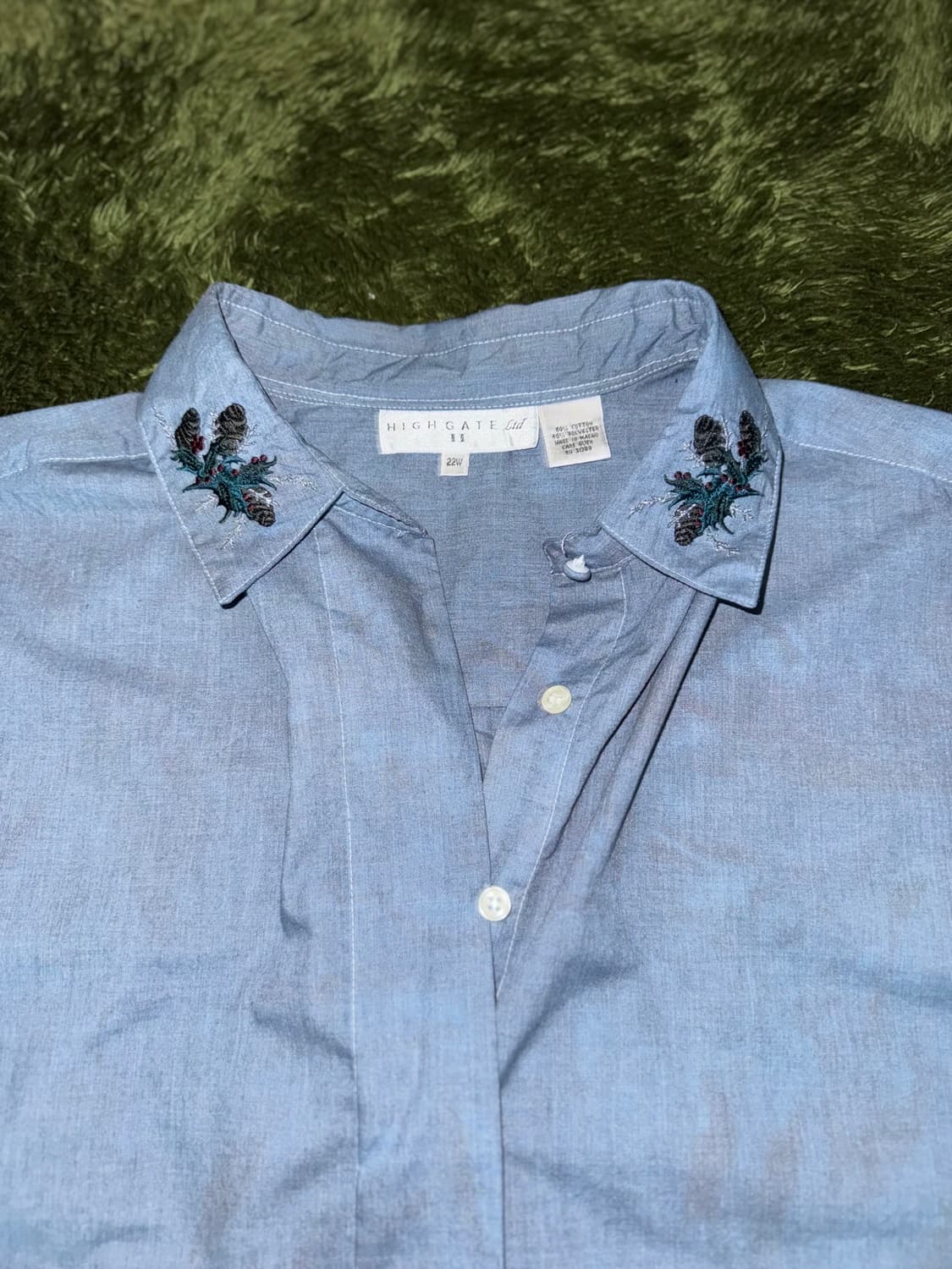High Gate 하이게이트 재팬 핸드 다잉 엠브로이더리 셔츠 인디고 상품이미지3