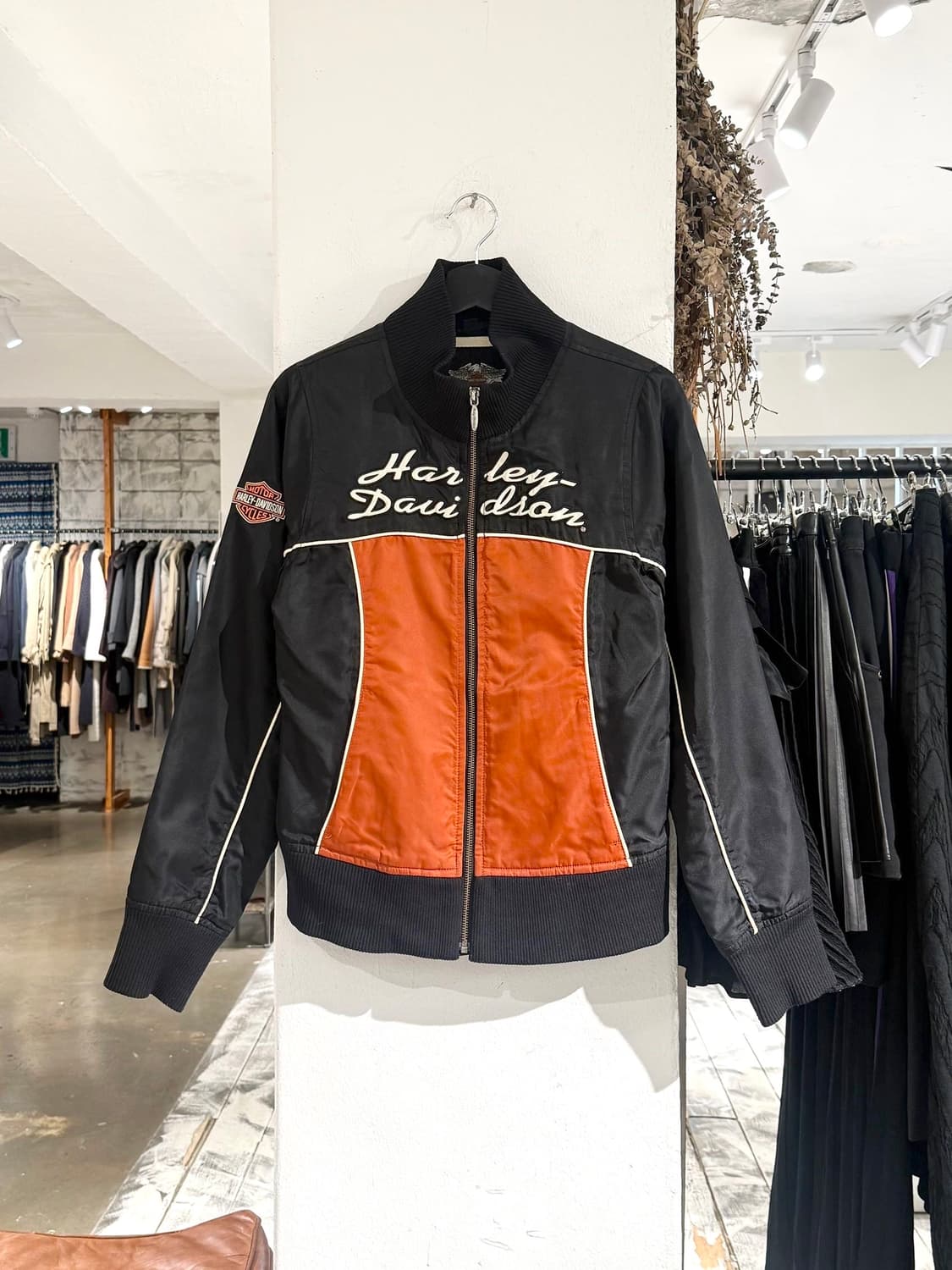 할리 데이비슨 블랙 오렌지 나일론 바이커 자켓 상품이미지1