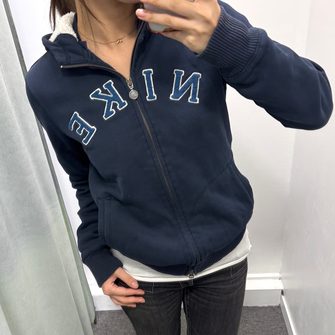 나이키 네이비 털안감 투웨이 후드집업 상품이미지2