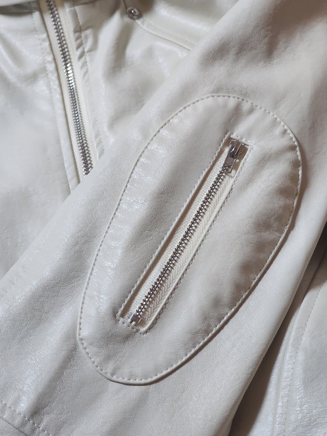 Kashiko 카시코 st 포 레더 바이커 자켓 아이보리 상품이미지6