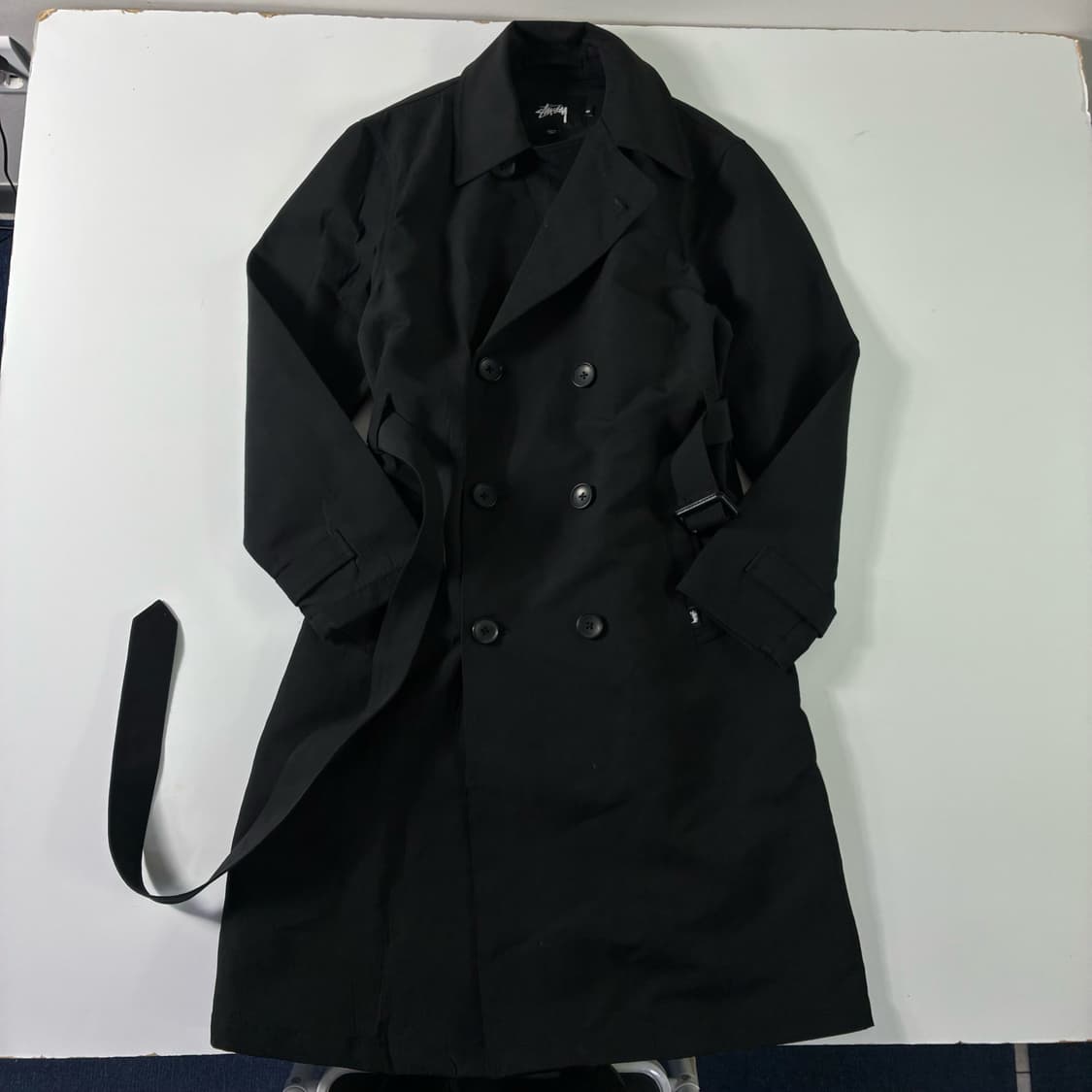 Stussy  스투시 블랙 더블 트렌치코트  상품이미지1