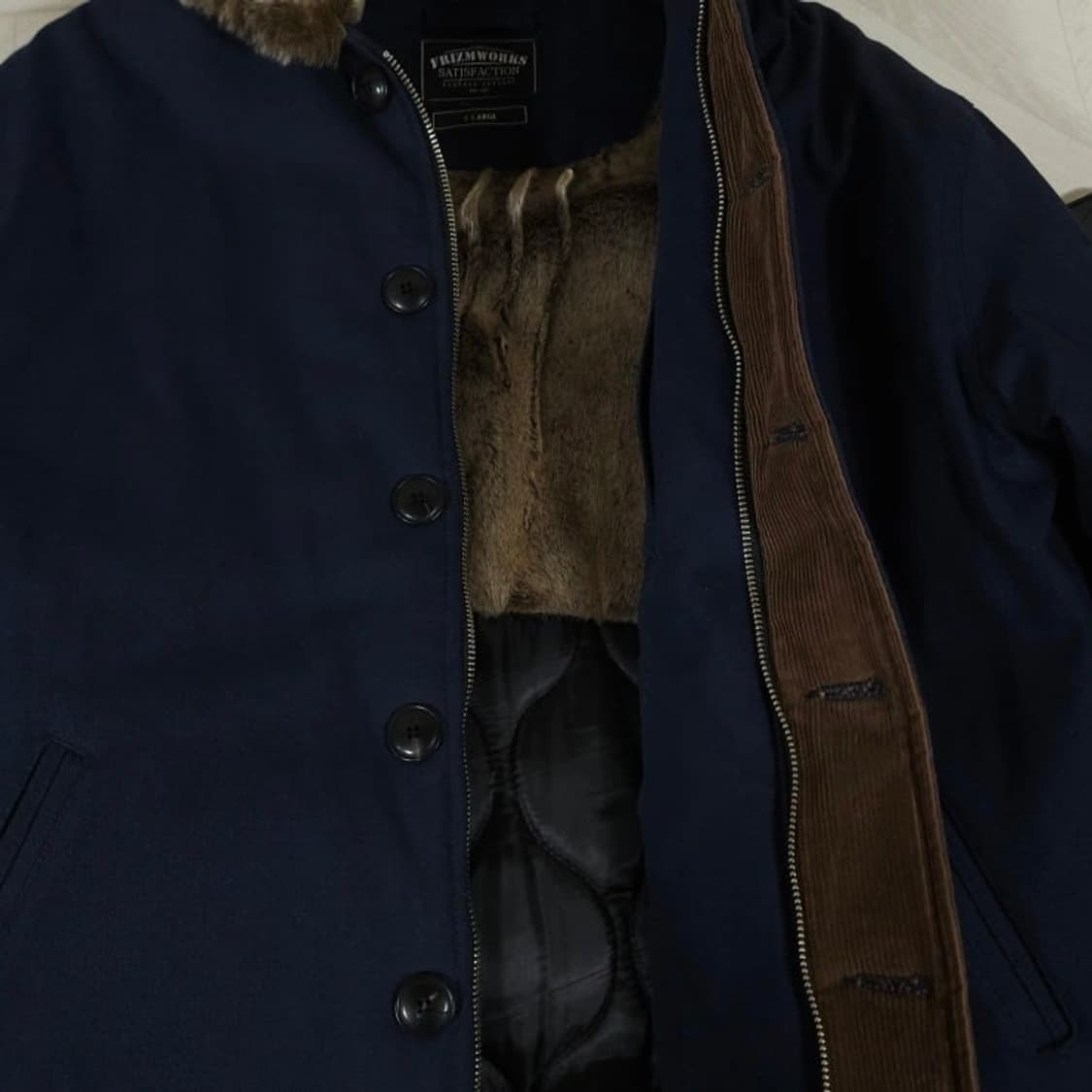 105)FrizmWORKS 프리즘웍스 N-1덱자켓 퍼카라 네이비 상품이미지4