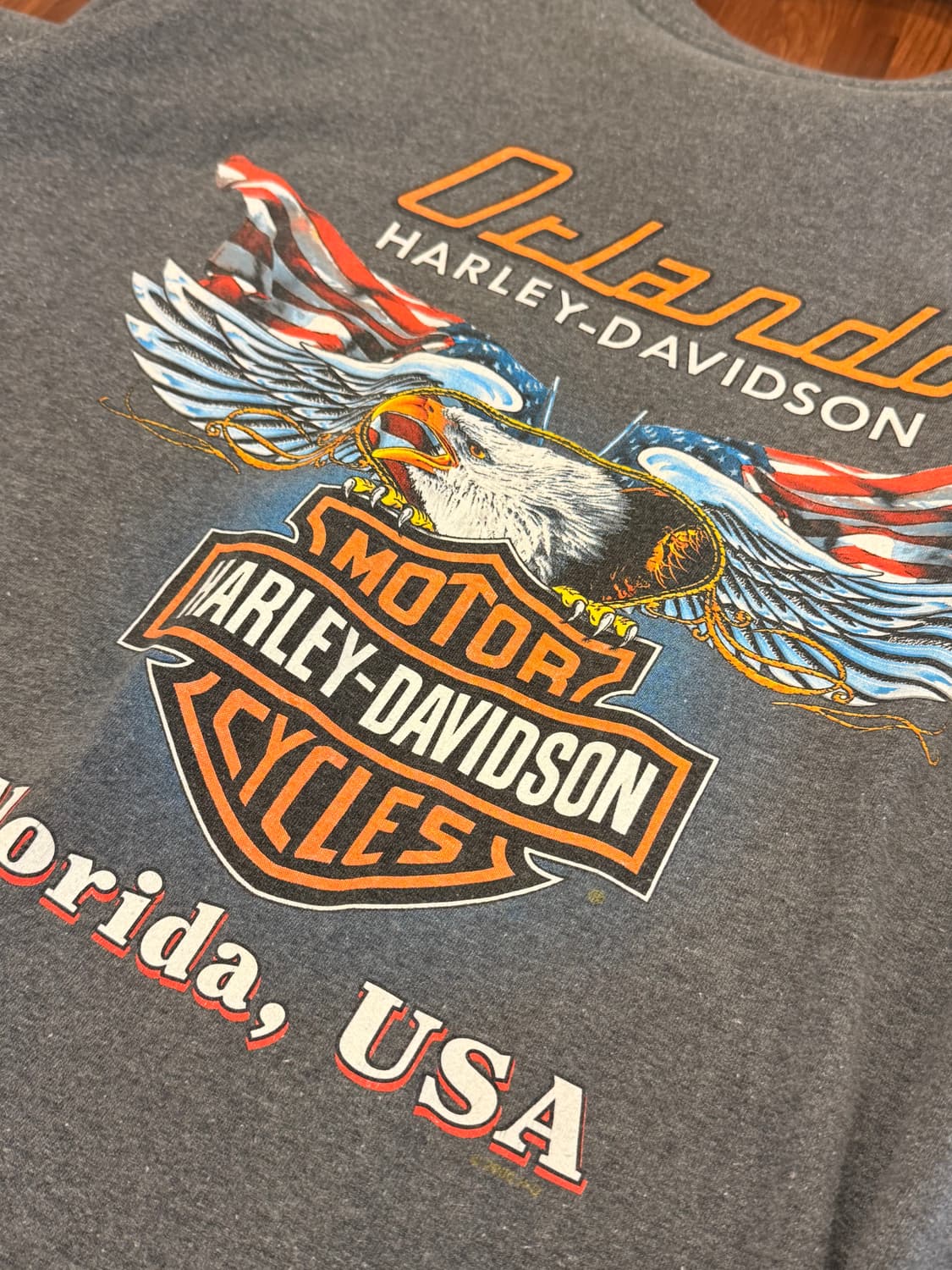90s Harley-Davidson 블루 플레임 이글 티셔츠 (USA) 상품이미지7