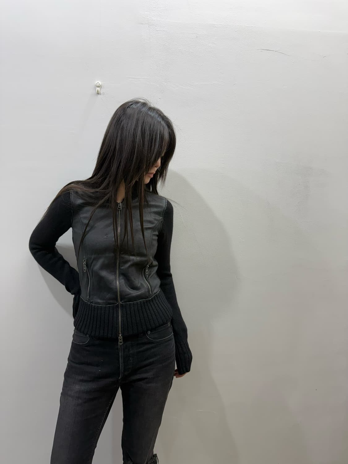 아르마니 레더&니트 크롭 투웨이 집업 상품이미지6