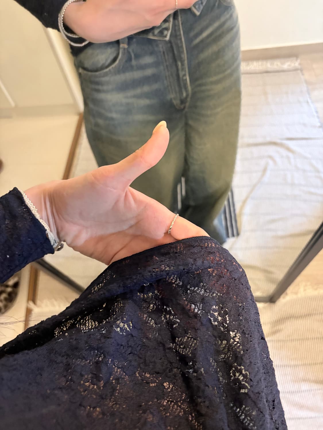 japan vintage navy lace top 상품이미지2