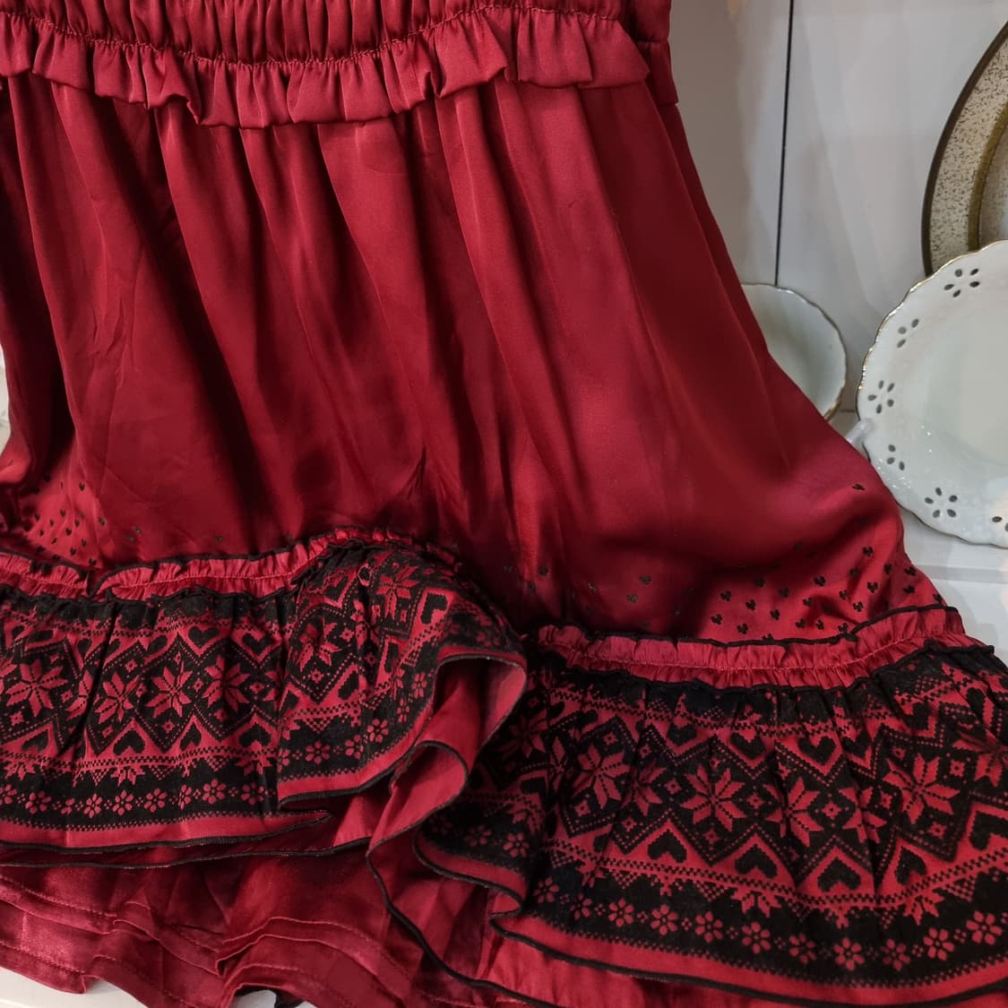 Tralala 트랄라라 레드 플로킹(플로킹) 원피스 상품이미지7