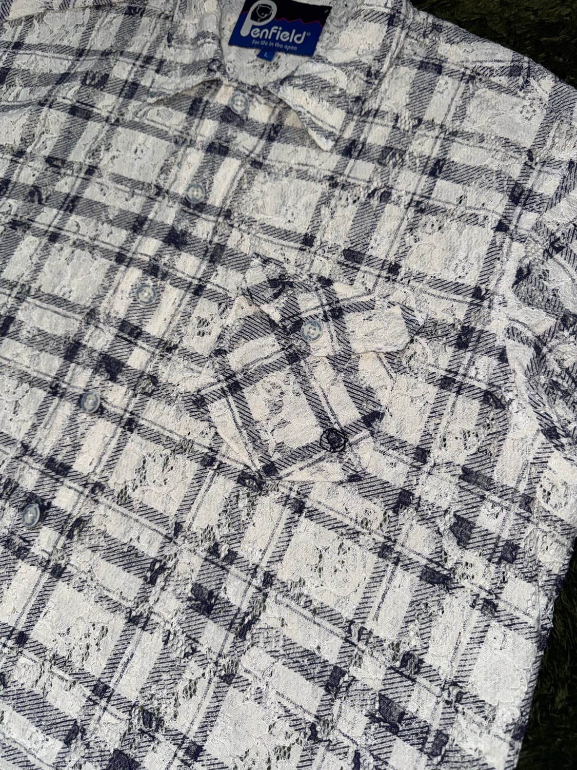 [L] Penfield 펜필드 플레이드 크로쉐 하프셔츠 아이보리 상품이미지4
