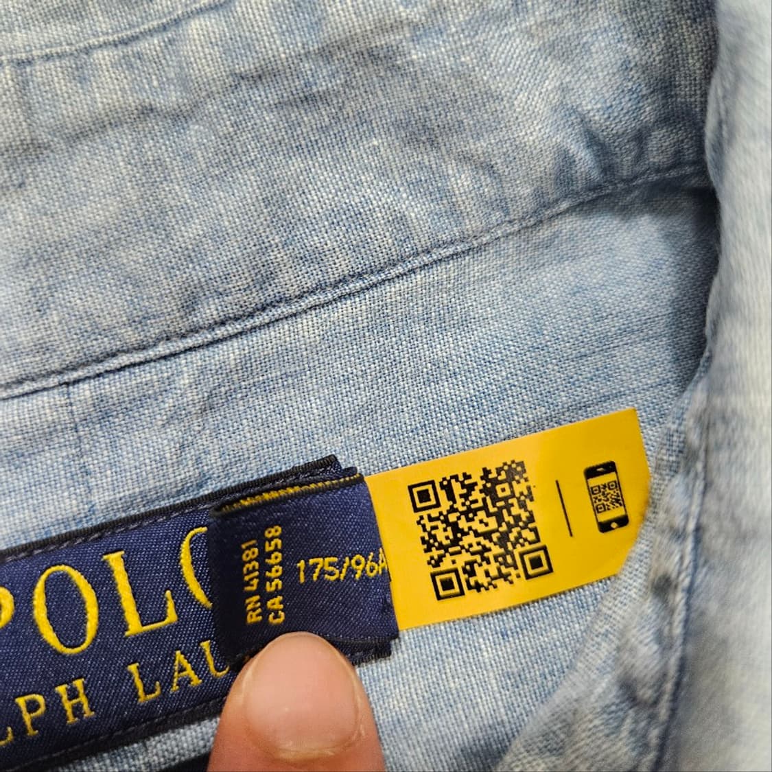 폴로 랄프 로렌 신형 QR 샴브레이 셔츠 M 클래식핏 상품이미지6