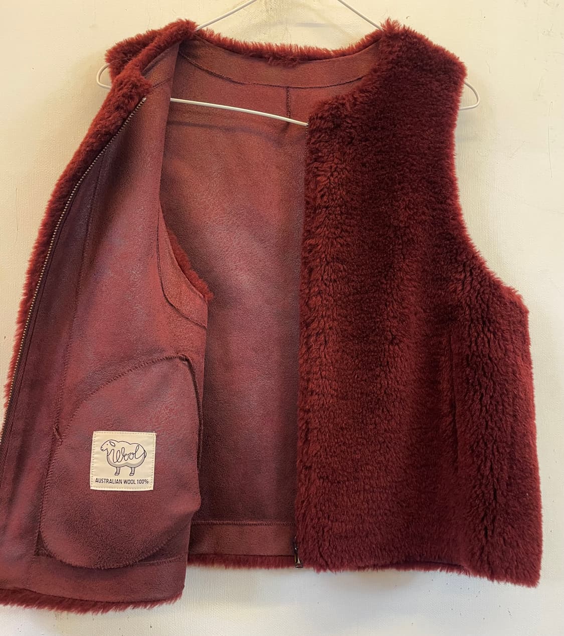 LIOBELL 버건디 양모조끼 베스트 털조끼 양모울100% 상품이미지2