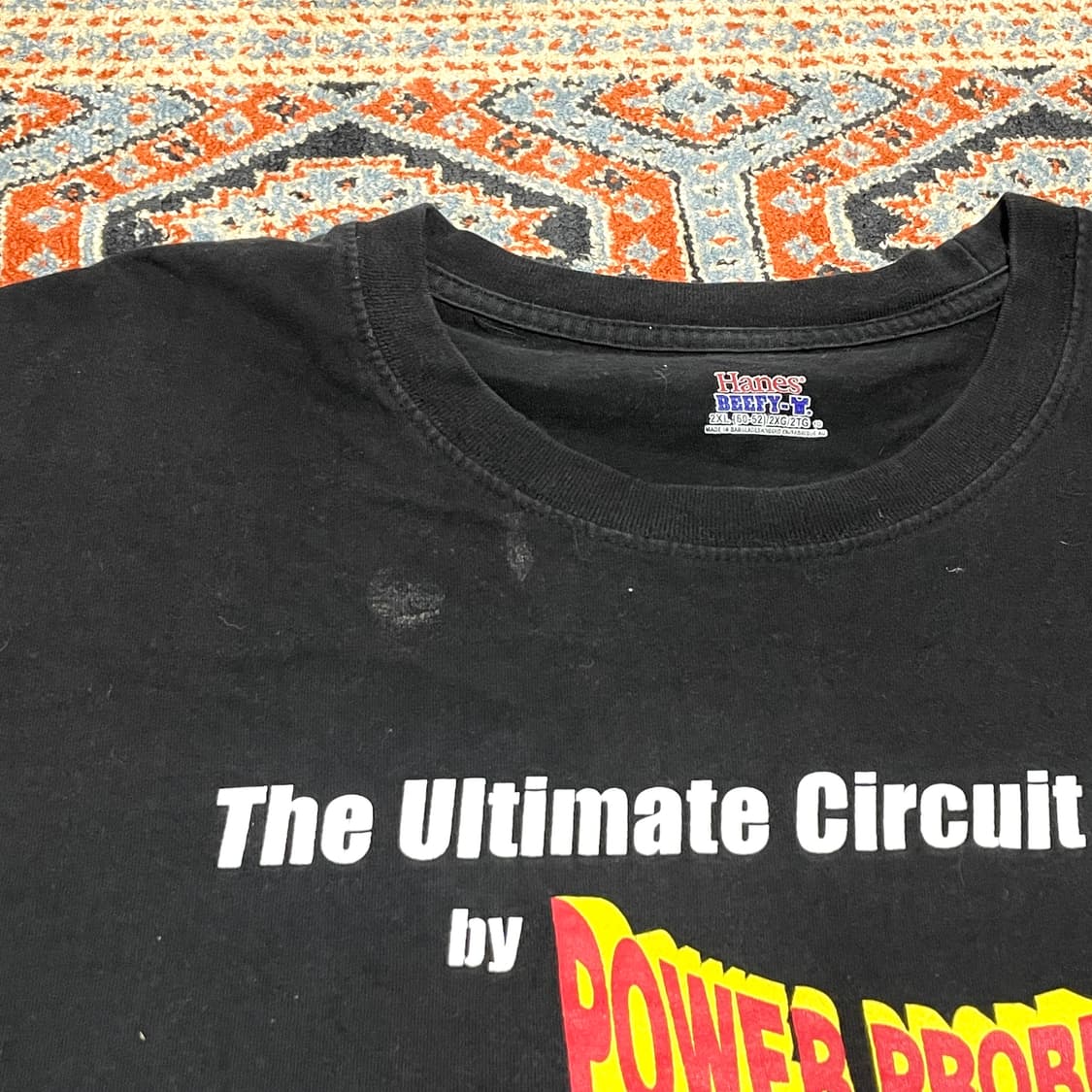 빈티지 스펠 프린팅 블랙 반팔티셔츠 남성2XL 상품이미지3