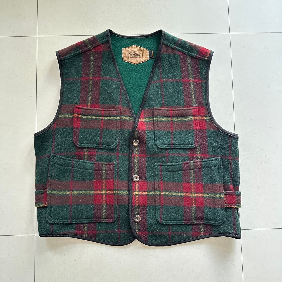 울리치 90s 빈티지 체크 울 베스트 (L) MADE USA 상품이미지1
