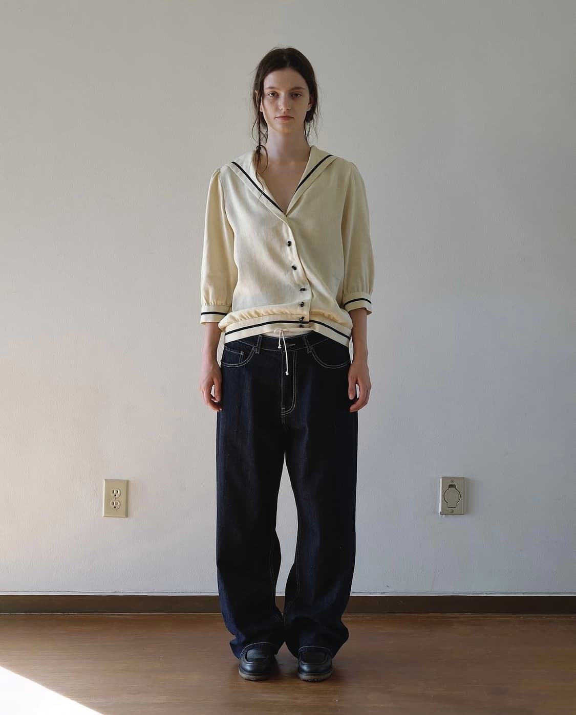 VIA 비아플레인 세일러 블라우스 아이보리 상품이미지6