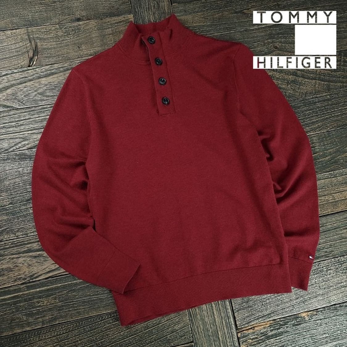[타미힐피거] 헨리넥 니트 버건디 M19720 상품이미지1