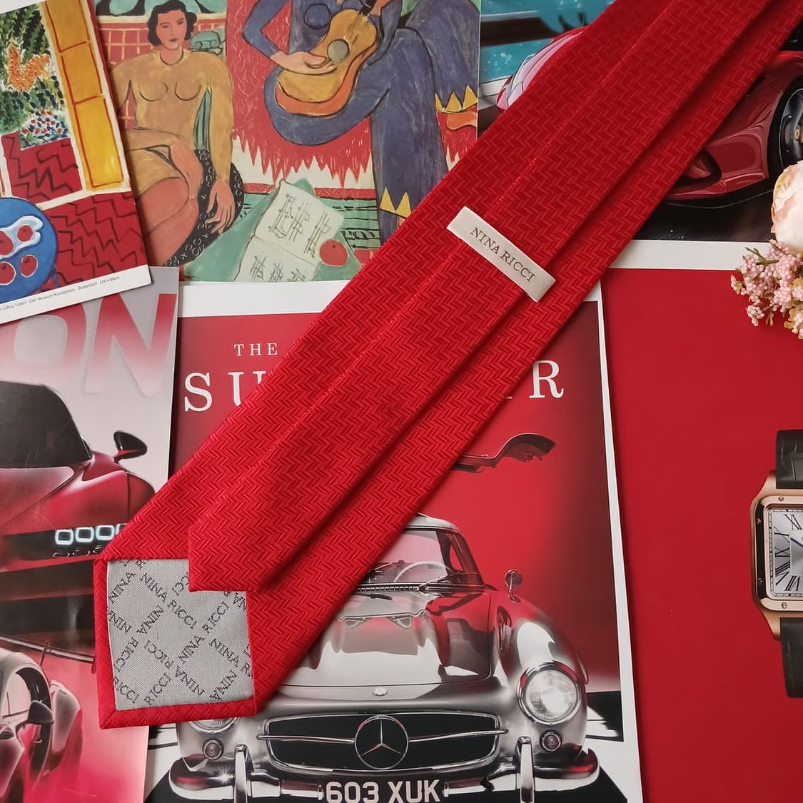 니나리치 실크 레드 헤링본 넥타이 9.2cm A+등급 A19381
 상품이미지6