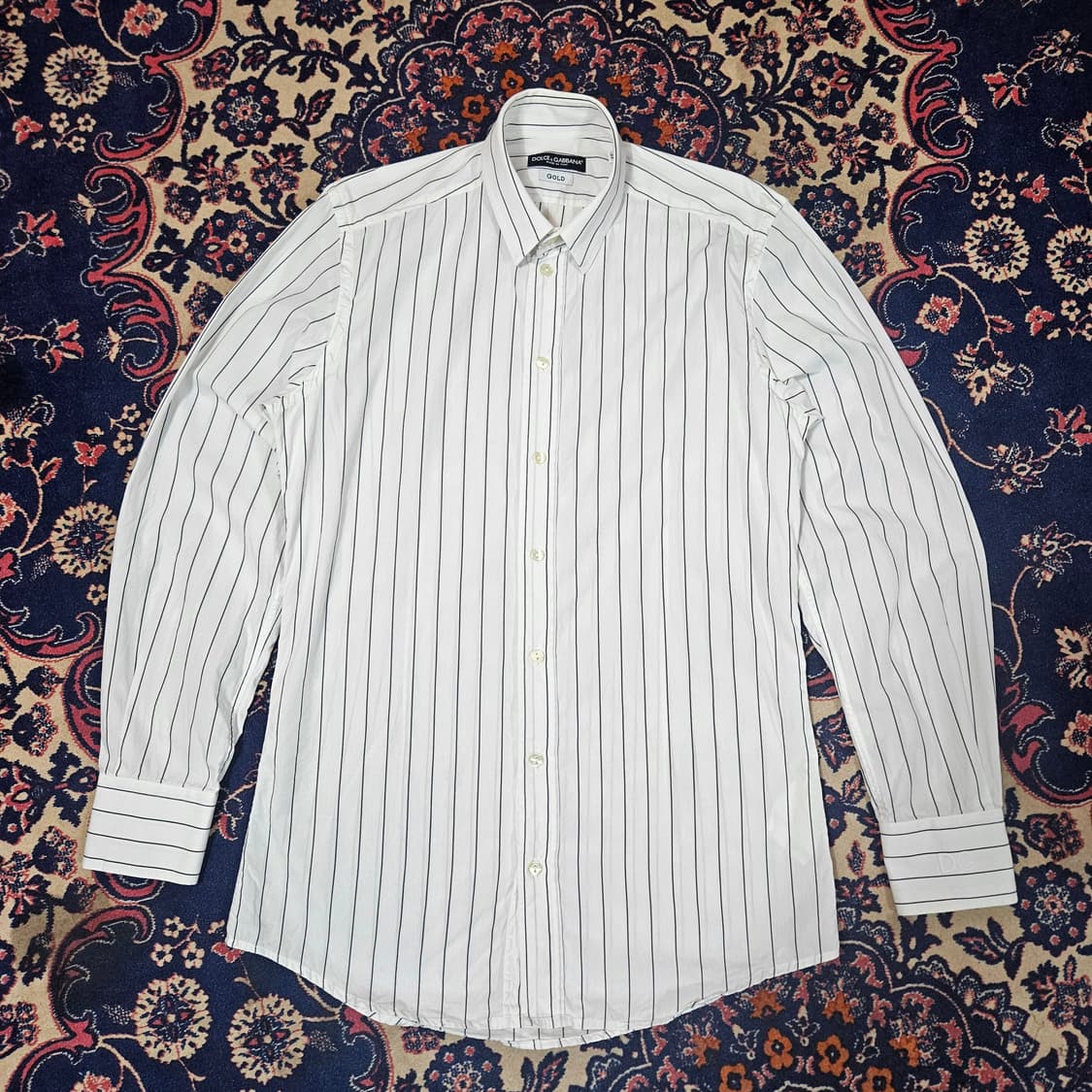 돌체엔가바나 골드 화이트 스트라이프 팔 DG로고 셔츠  상품이미지1