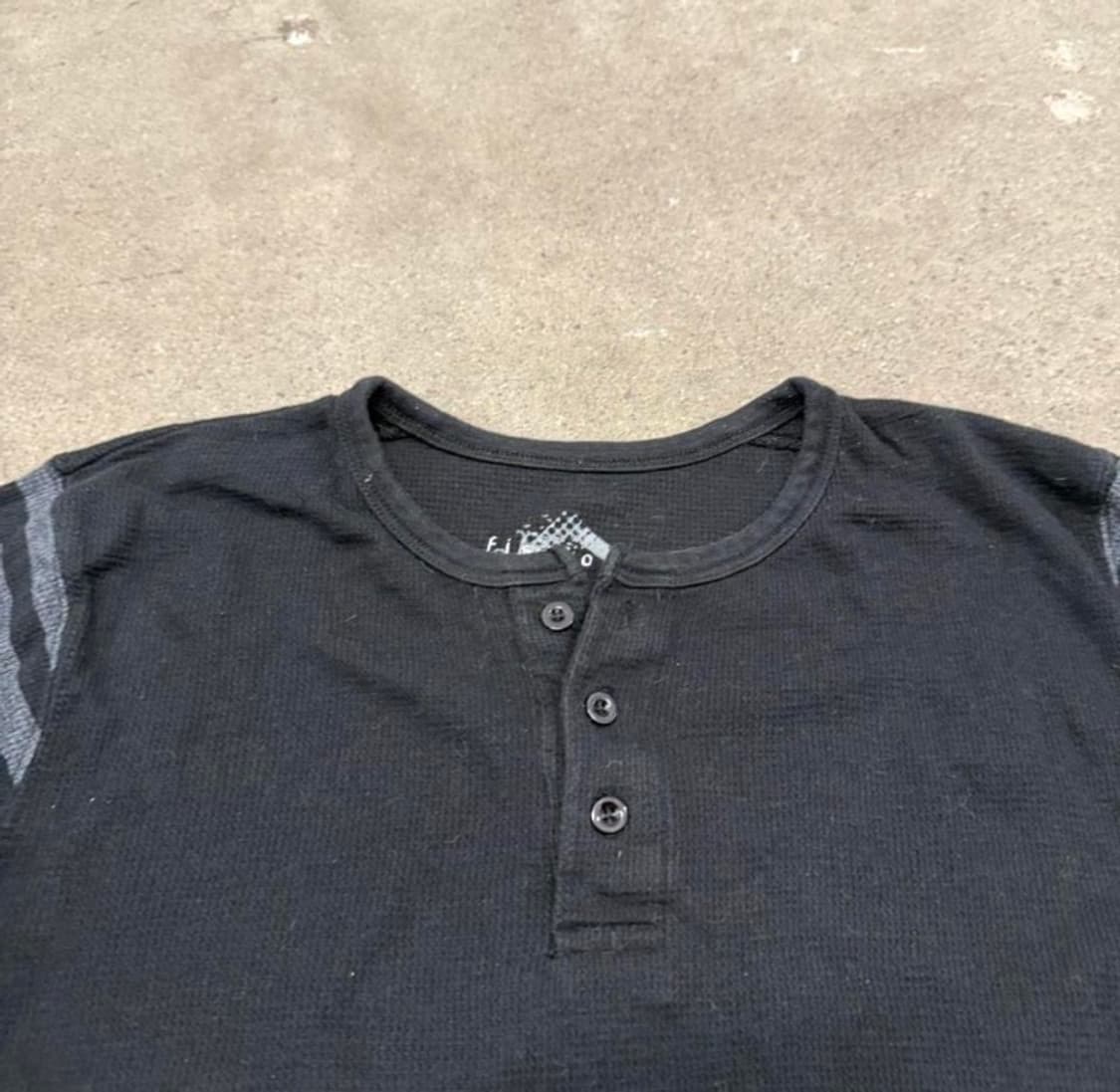 black striped henley thermal longsleeve 상품이미지2