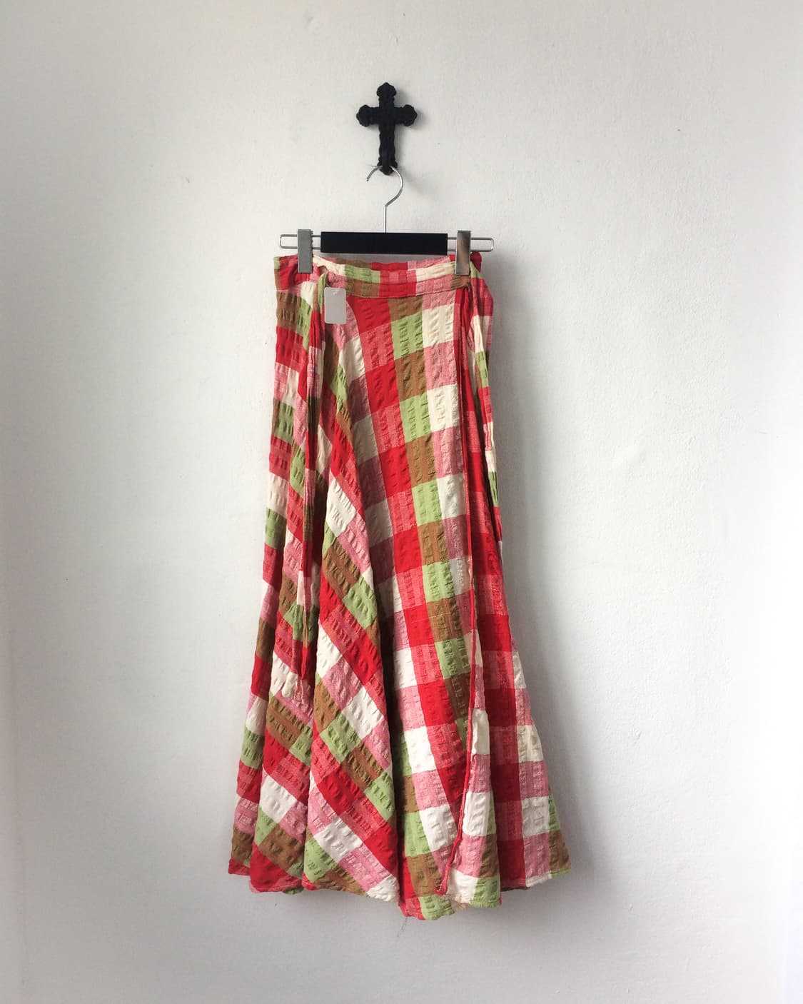 Check pattern wrap long skirt 상품이미지1