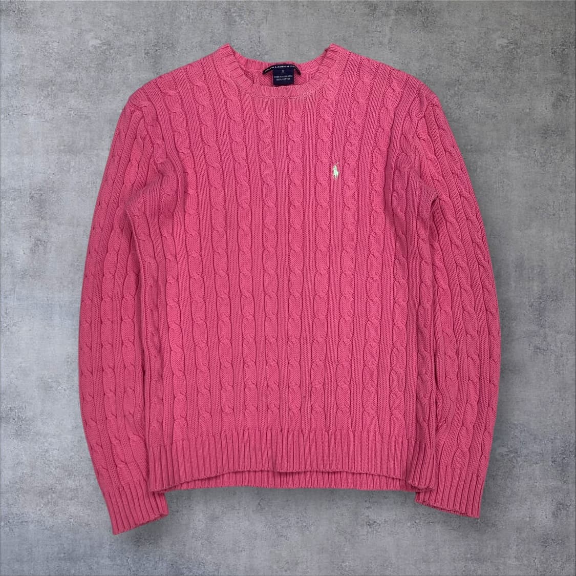 폴로 랄프로렌 핑크 컬러 스몰 포니 꽈배기 니트 상품이미지1