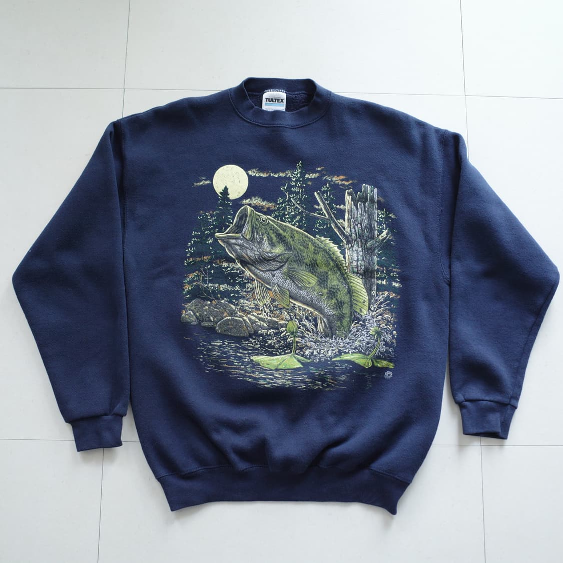 90s 빈티지 툴텍스 배스 피싱 그래픽 스웨트셔츠 L 상품이미지2