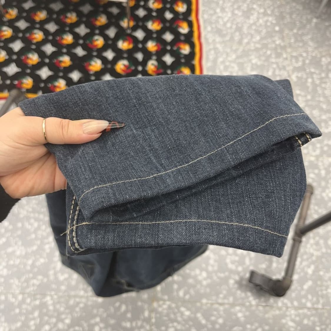 에비수 백포켓 레트로 로고 빅사이즈 데님팬츠 37인치 C08352 상품이미지7