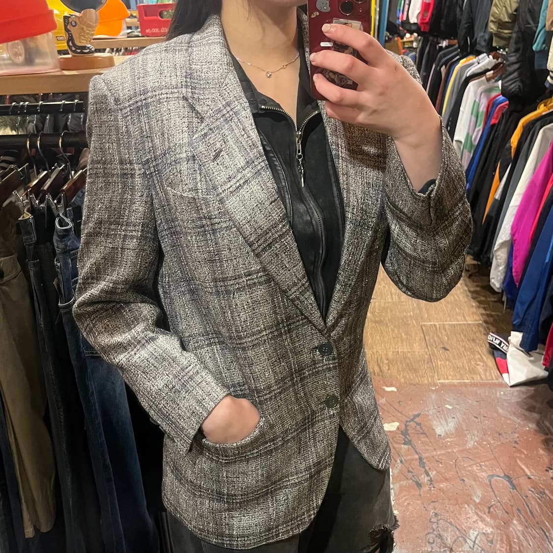 [HI] 빈티지 블레이져 자켓 체크 상품이미지3