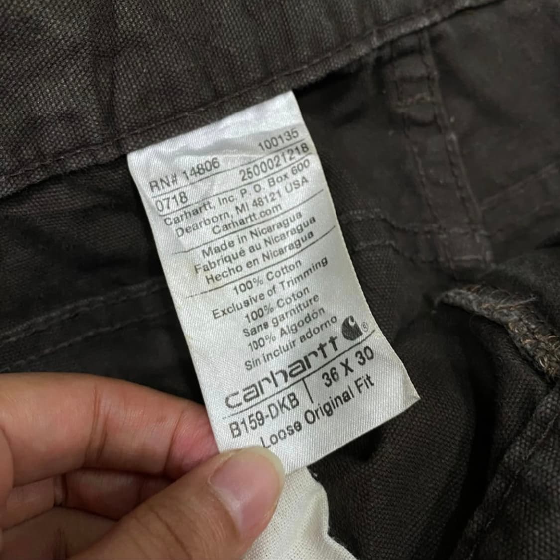 칼하트 OG 카펜터 다크브라운 와이드 워크팬츠 상품이미지8