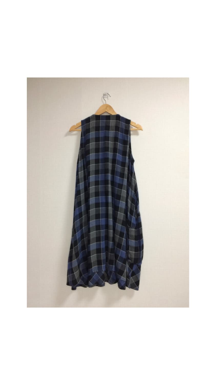 츠모리 치사토 블루 그레이 체크 셔링 원피스 상품이미지6