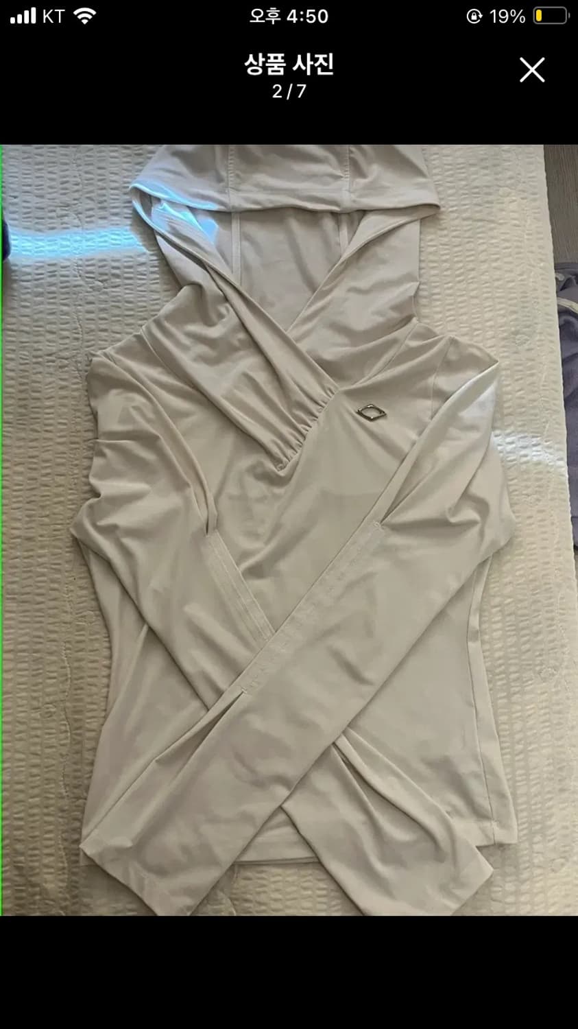 미스치프 후디드 시어링 오버랩 탑 화이트 상품이미지2