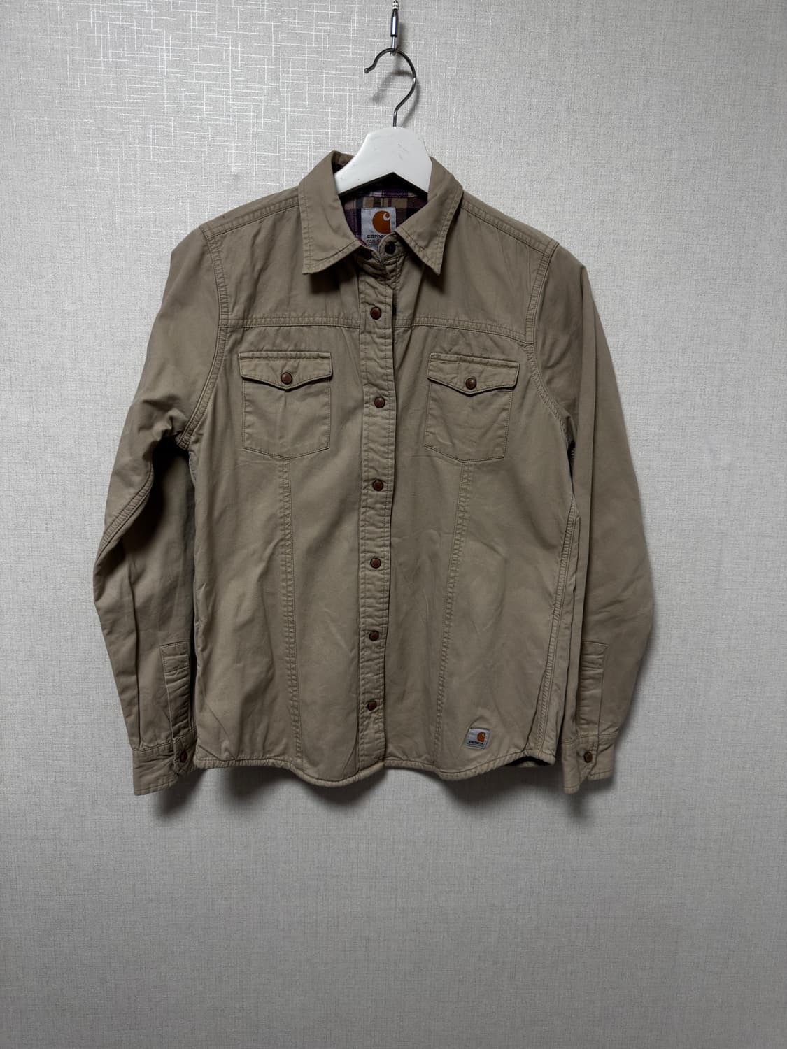 칼하트 우먼스 플란넬 안감 셔츠 자켓 베이지 상품이미지1