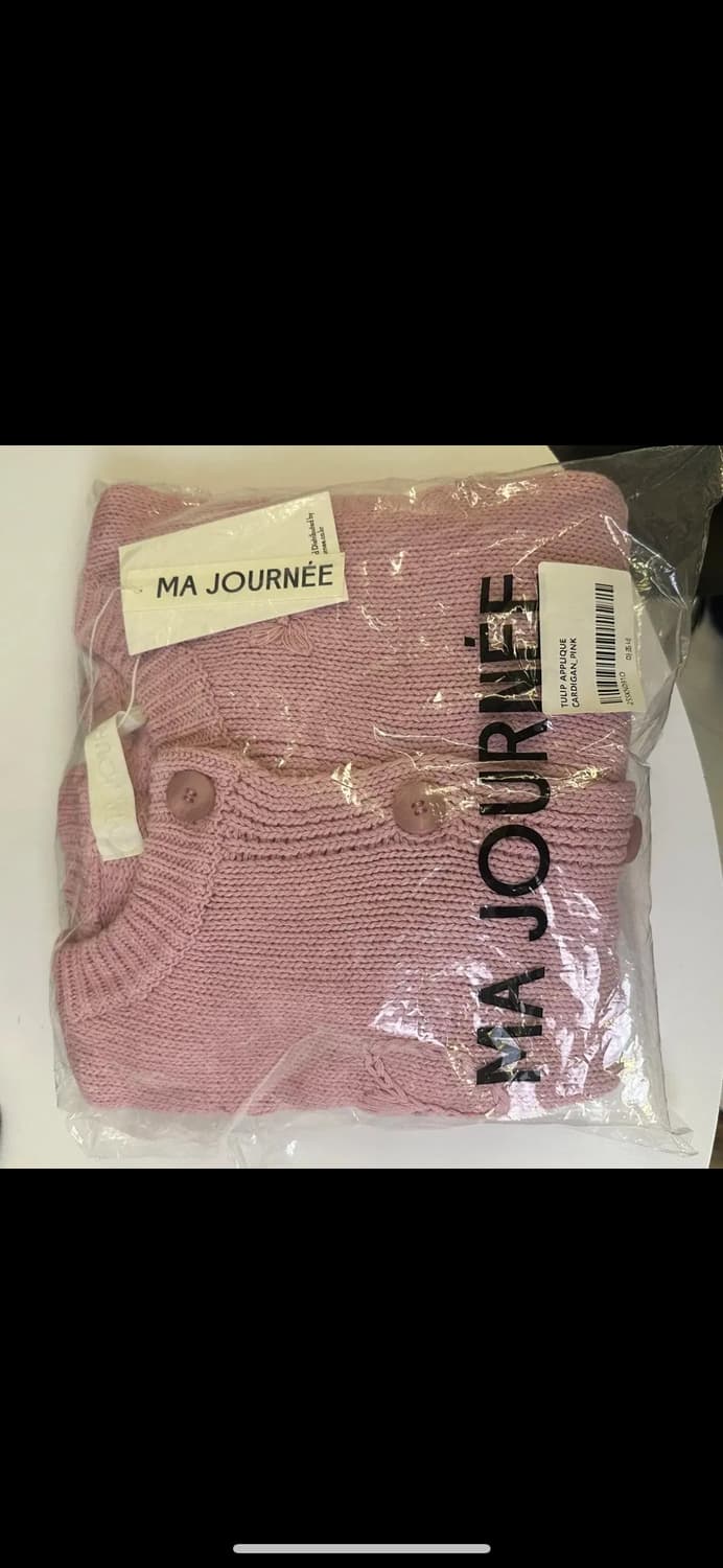 새제품/ 마조네 튤립 아플리케 가디건 핑크 상품이미지5