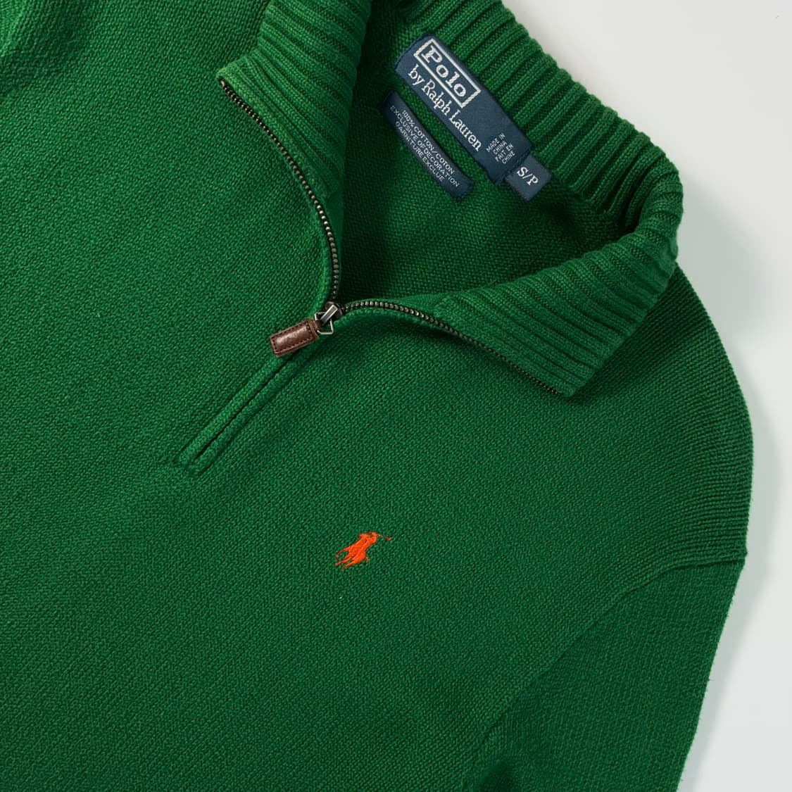 Polo  폴로 랄프로렌 자수 코튼 반집업 그린 니트 상품이미지3