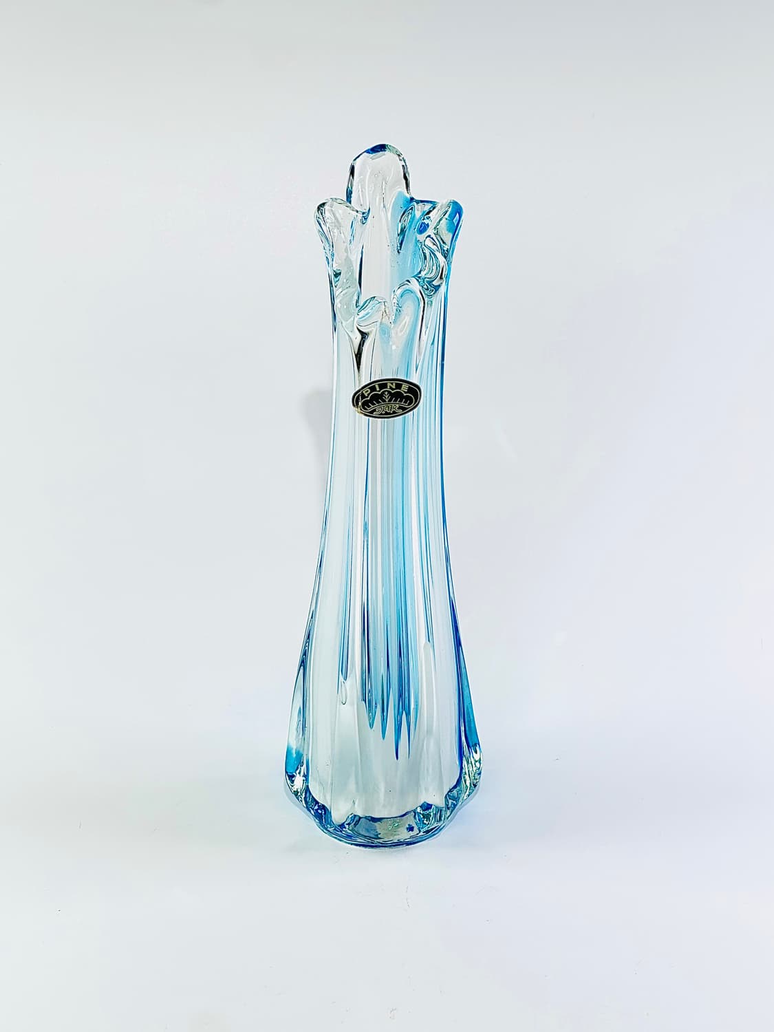 일본 빈티지 TGK Pine 아트글라스 블루 아주르 화병 상품이미지1