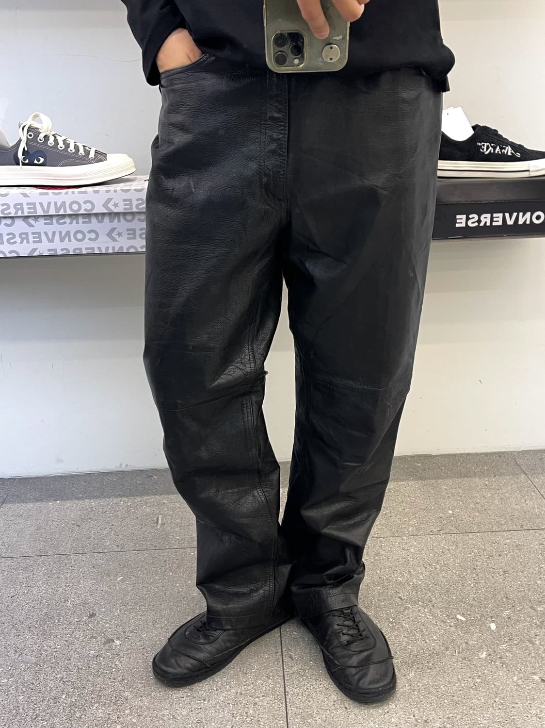 Japanese Vintage 90s 램스킨 레더 팬츠 상품이미지1