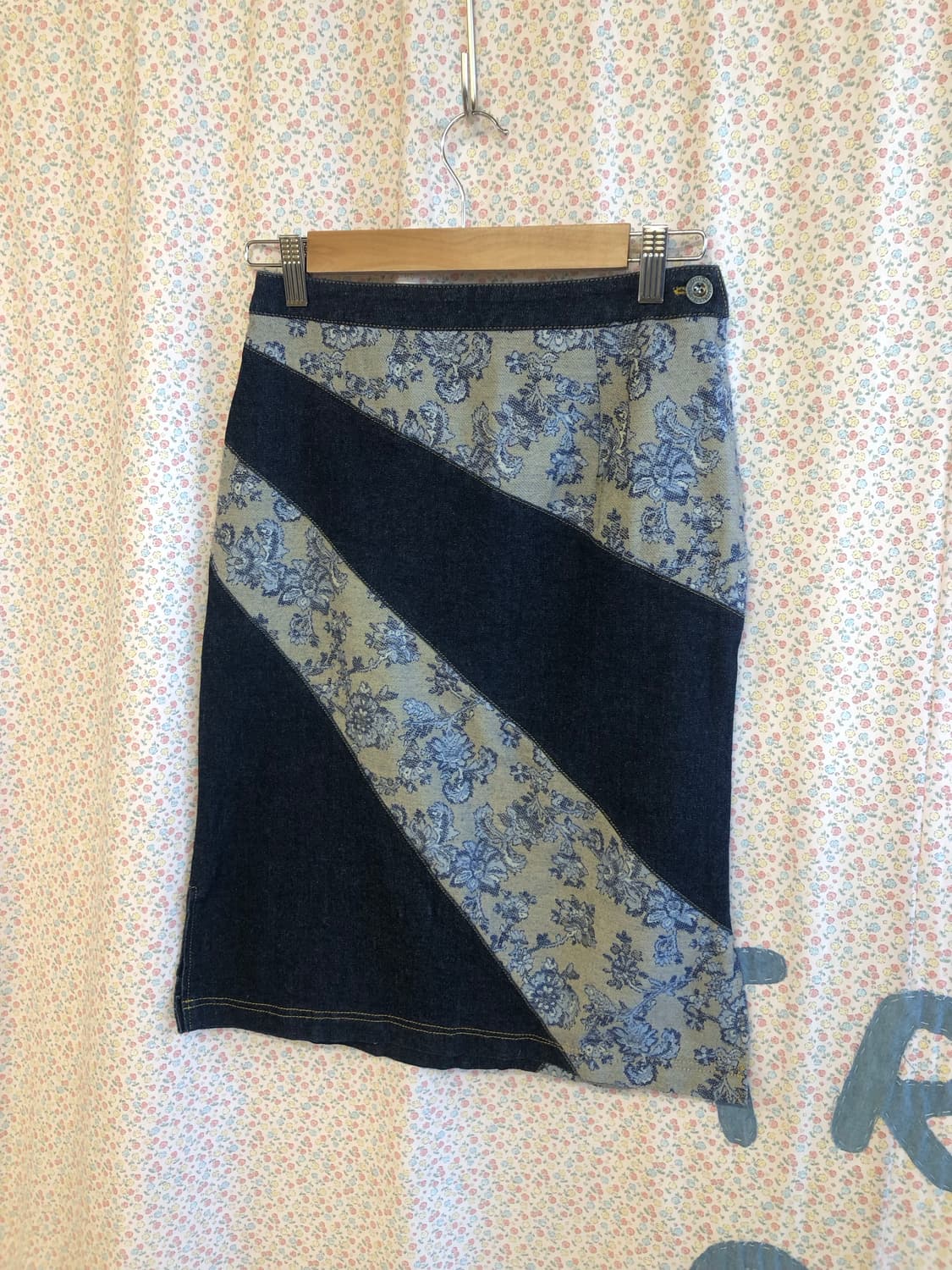 floral denim skirt 상품이미지1