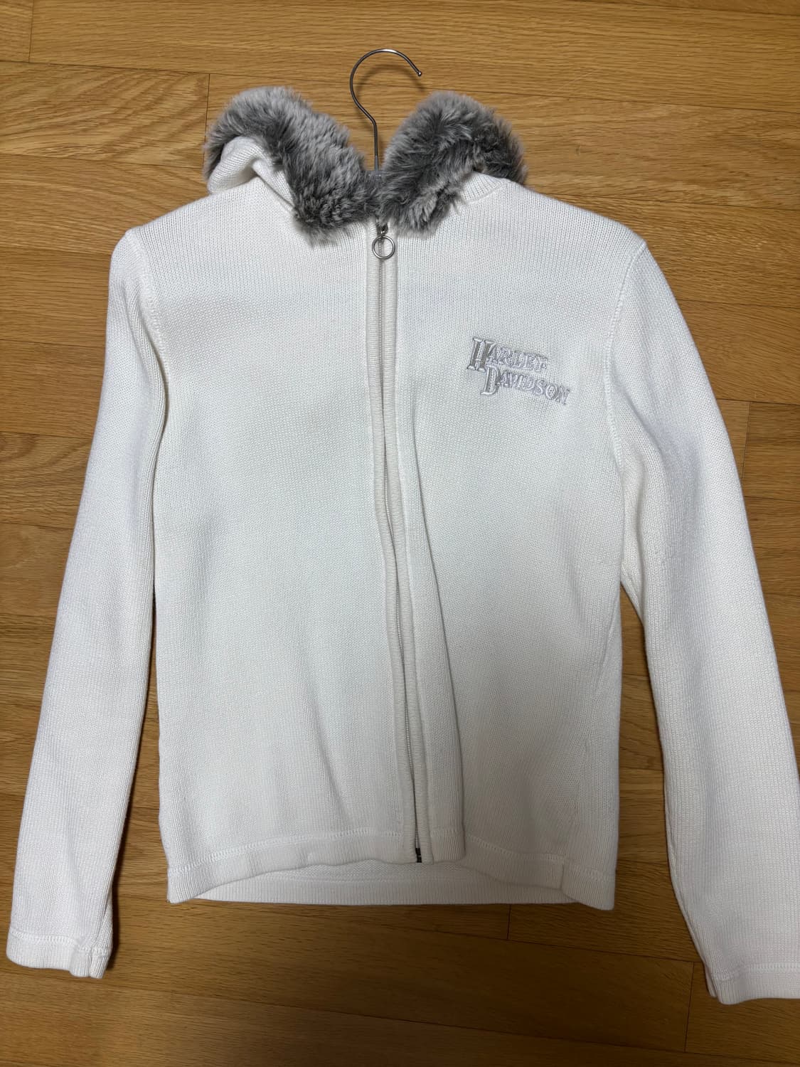 할리데이비슨 화이트 퍼 후드집업 상품이미지2