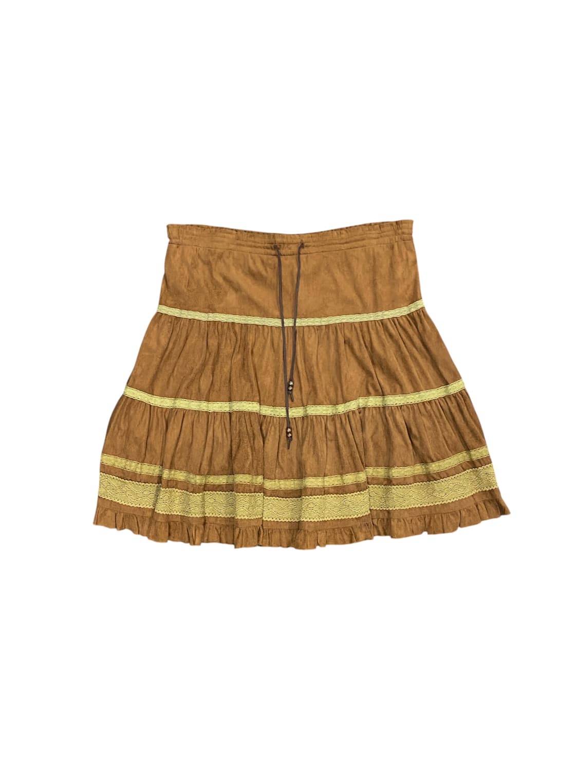 Japanese vtg 레이스 프릴 디테일 스웨이드 스커트 상품이미지1