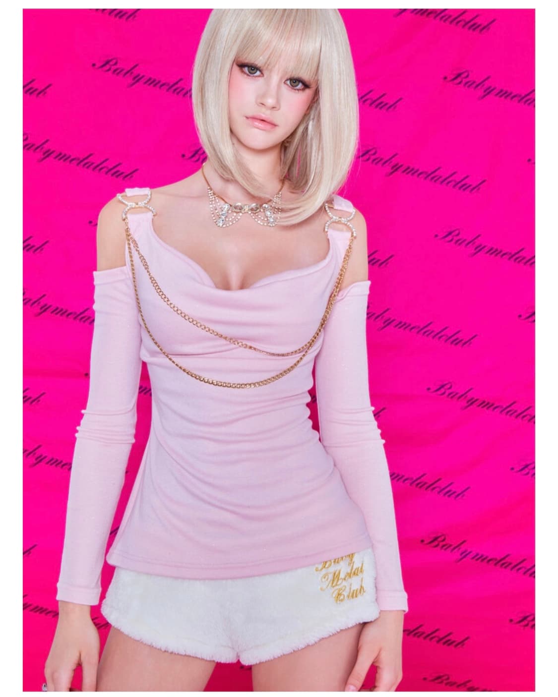 베메클 베이비메탈클럽 shiny doll top (baby pink) 상품이미지1