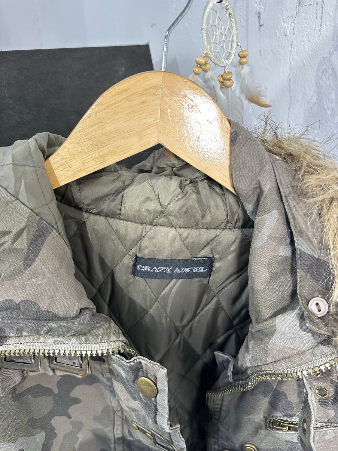 Jpn 일본빈티지 크레이지엔젤 토클 포인트 카모 롱자켓 야상 상품이미지10