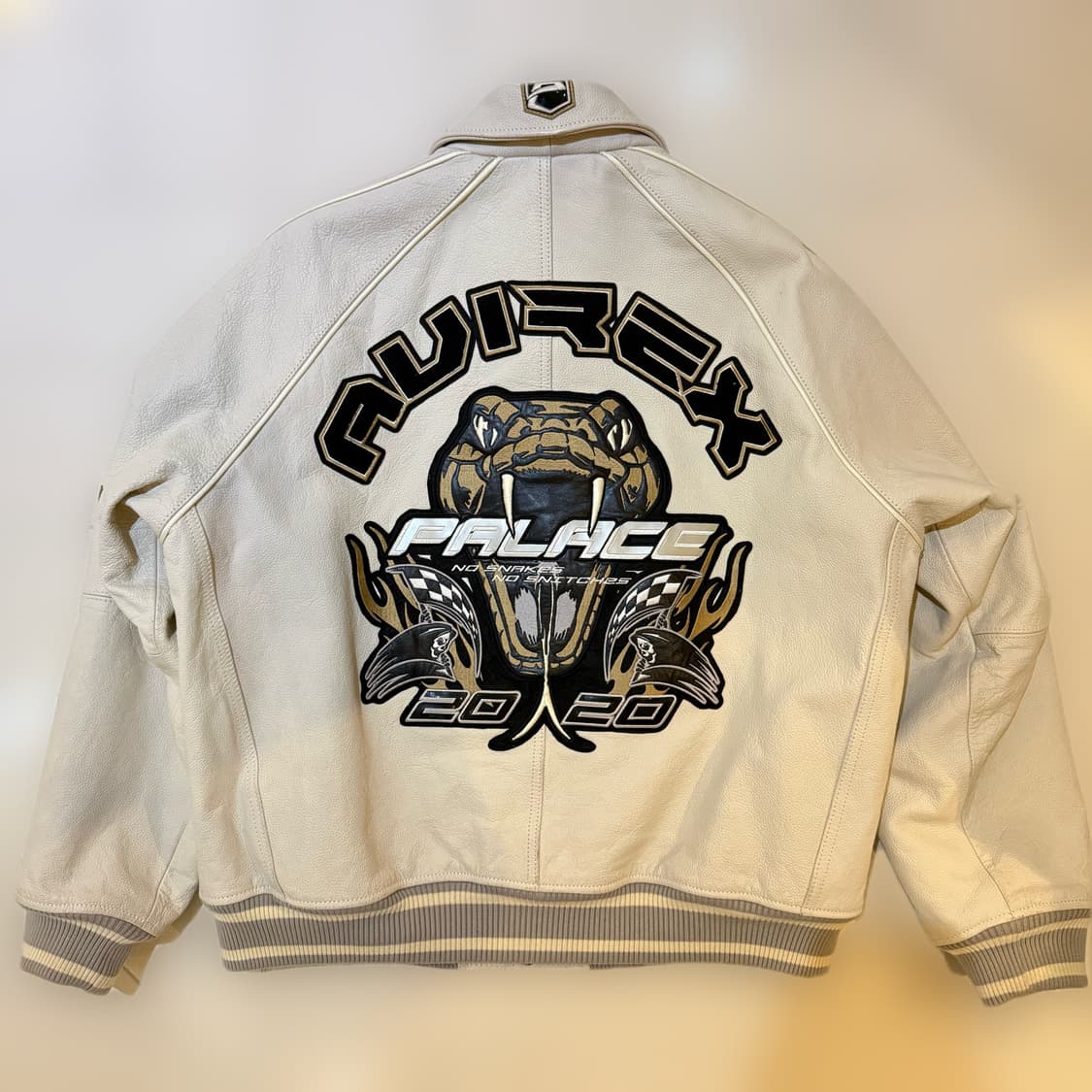 팔라스 아비렉스 노스네이크 가죽 자켓 화이트 XL 상품이미지4