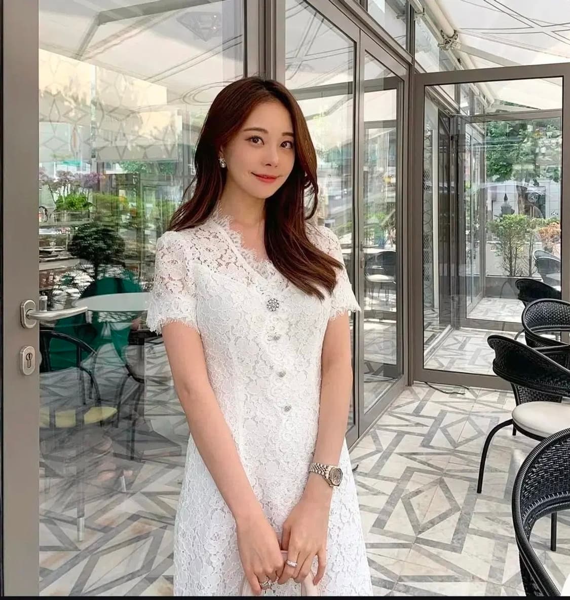 로아르 IROA 레이스 큐빅 아이보리화이트 셀프웨딩2부 드레스 원피스M  상품이미지1