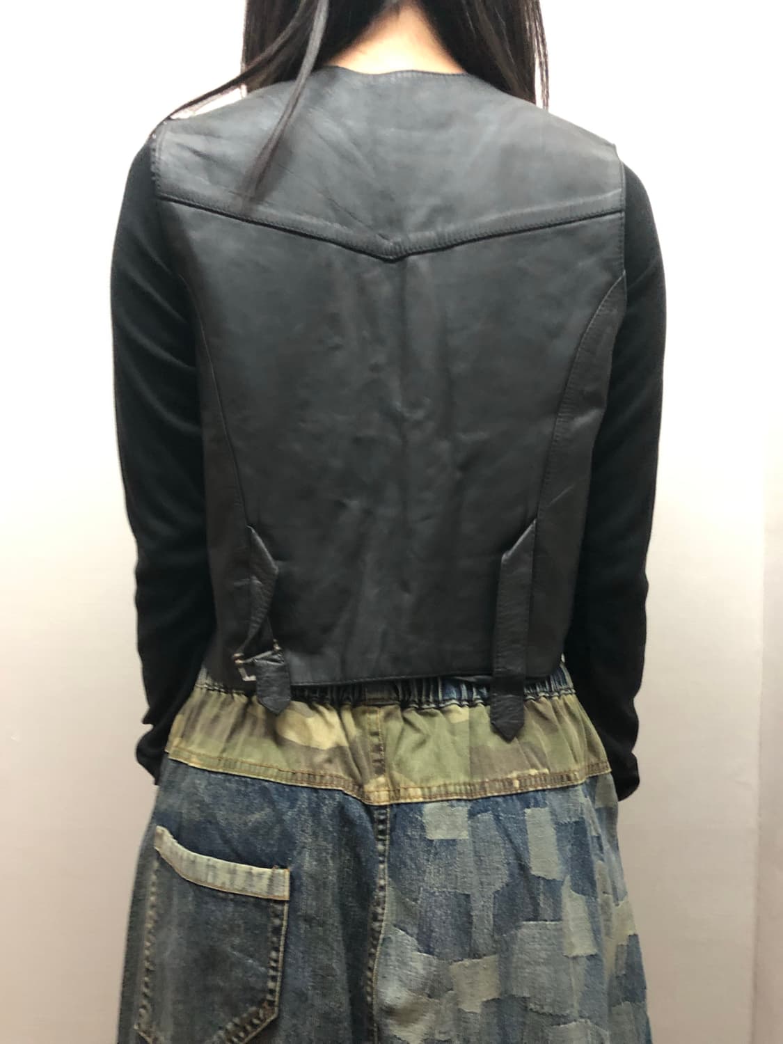 빈티지 블랙 양가죽 베스트 상품이미지4