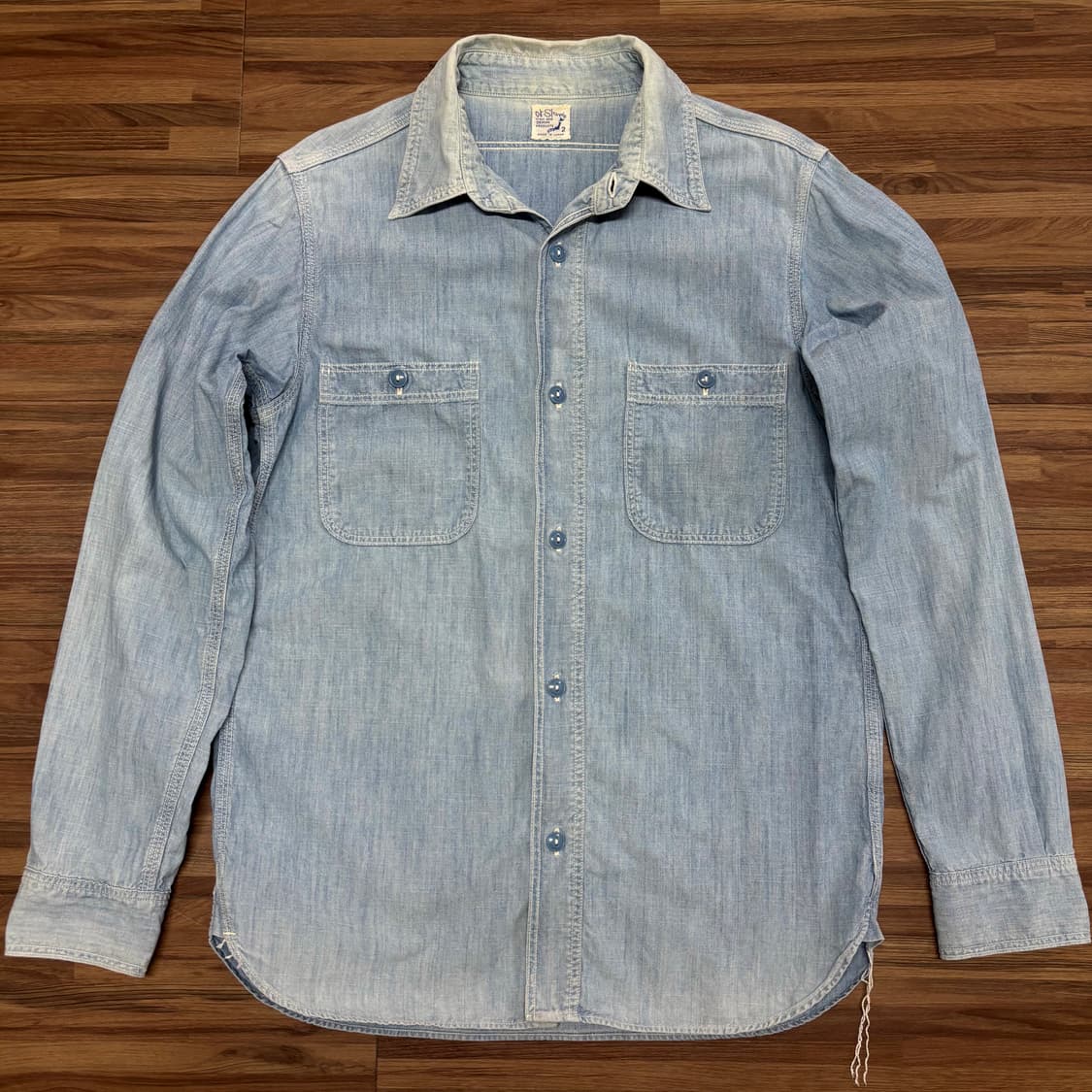 오어슬로우 샴브레이 그런지 페이딩 워크 셔츠 2 상품이미지1