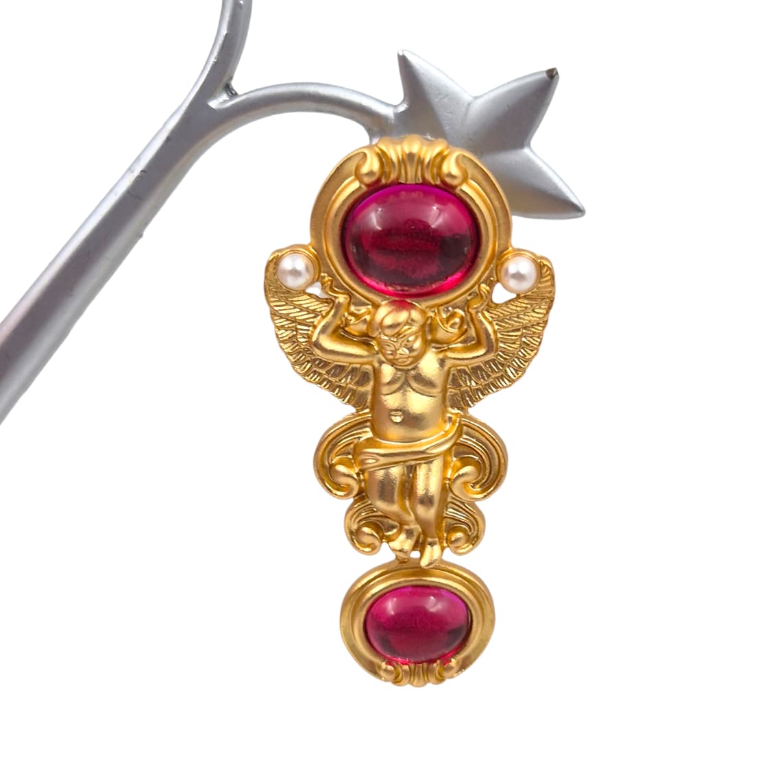 90s 미국 커크스폴리 x 에이본 천사 카보숑 이어링 상품이미지4