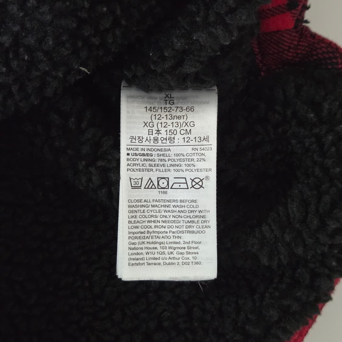 갭 키즈 쉐르파 체크자켓 XL(12) 상품이미지5