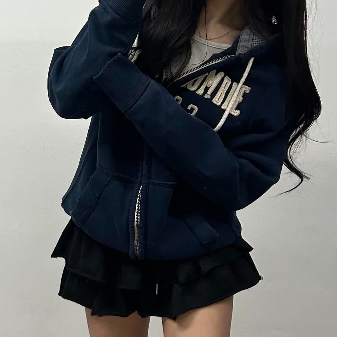 아베크롬비 y2k 블랙 대대장 후드집업 희귀져지(L) 상품이미지1