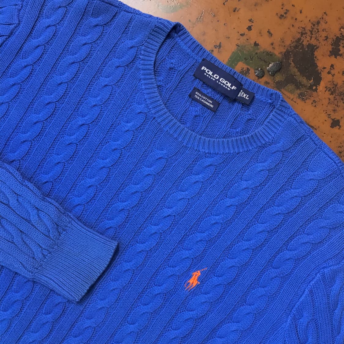 폴로 골프 블루 캐시미어 혼방 케이블 니트 남성 110  상품이미지3