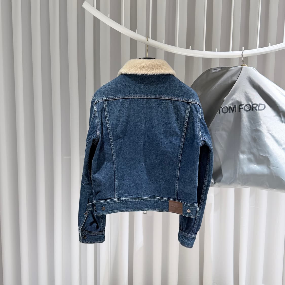 (A+/50) / 톰포드 데님 시어링 블루 데님 블루종 봄버 청자켓 상품이미지5